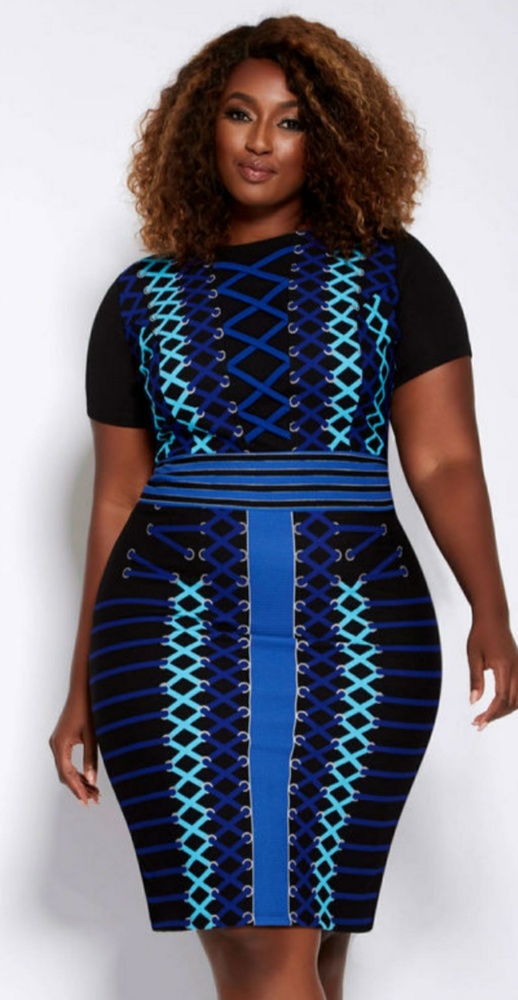 Beauty! Faux Lace Up Sheath Dress